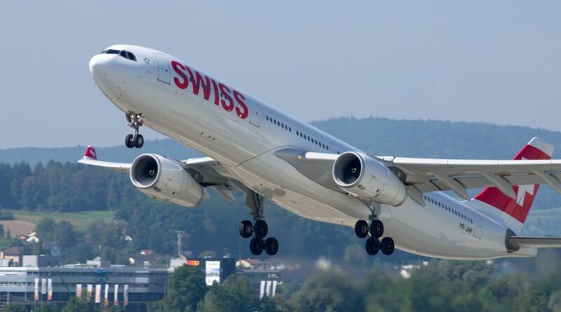 Swiss Airbus na letišti v Curychu